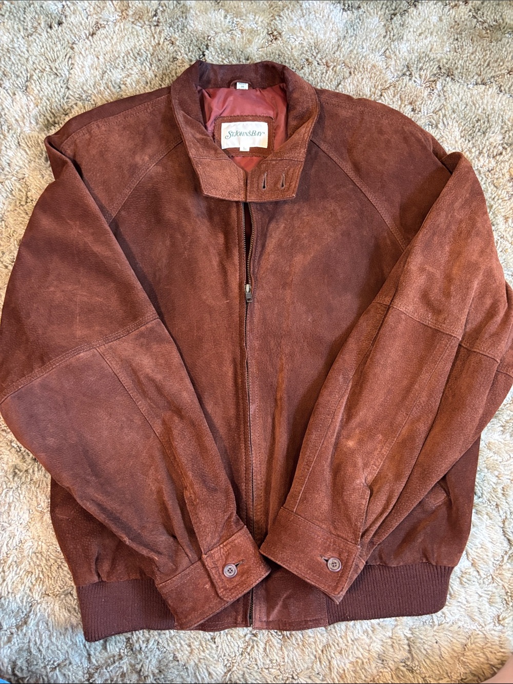 St. John's Bay Rust Brown Suede Bomber Jacket